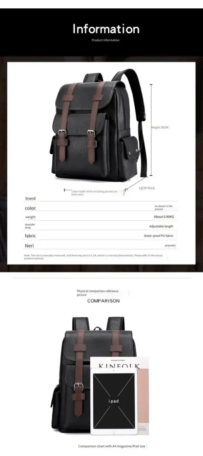 Large Capacity Soft PU Leather Backpack for Casual Business Travel - Image 17