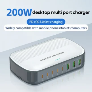200W Desktop Charging Station FCP AFC Multiple Ports USB Fast Charger For iPhone Samsung Huawei XiAOMI Ipad Macbook PD Charger