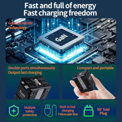 20W GaN Charger With Retractable Lightning & Type C Cable For iPhone  16 15 14 Type C Fast Charge Wall Charger Travel Charger - Image 10