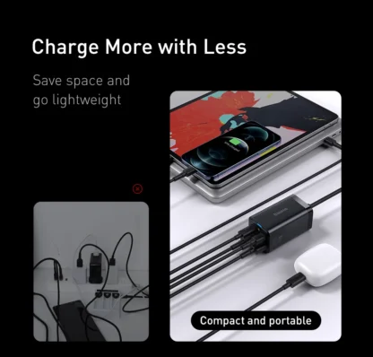 Baseus 65W GaN Charger Desktop Fast Charger 4 in 1 Laptop Phone Charger Adapter For iPhone 15 14 13 Pro Max Xiaomi Samsung - Image 11