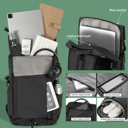 Business Backpack Shoes Pocket Men Outdoor Travel Duffel Short Trip Luggage Bag Commuting Laptop Computer College Schoolbag - Image 3