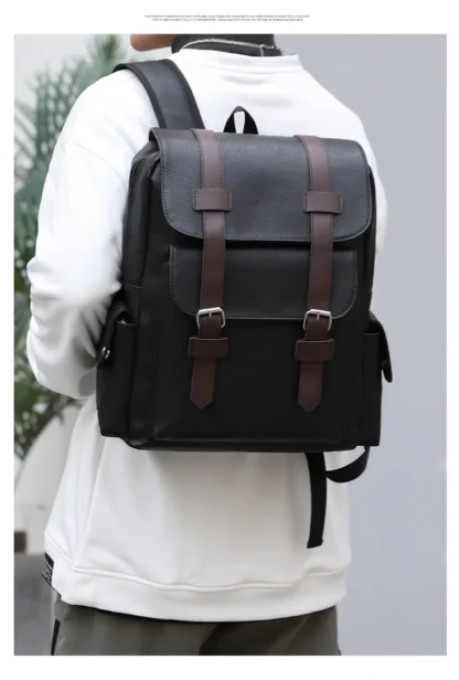 Large Capacity Soft PU Leather Backpack for Casual Business Travel - Image 20