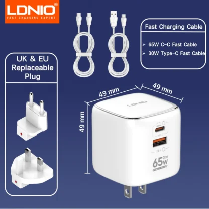 LDNIO 65W USB C Charger GaN Charger Multi-port Type C Travel Adapter For MacBook iPad iPhone 15 14 Pro Max Xiaomi Galaxy S23 - Image 11