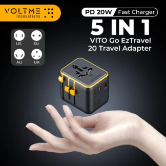 VOLTME PD20W GaN Charger With AC Outlets 2USB C+USB A Mobile Phone Charger for iPhone15 14 Xiaomi USB Wall Socket Travel Charger