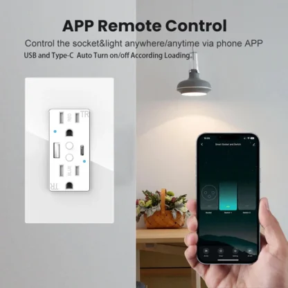 Melery Dual US Wall Sockets WIFI Smart Power Plug Outlets USB Type-C PD 20W Glass Fast Charge Remote by Tuya Alexa Google Home - Image 10