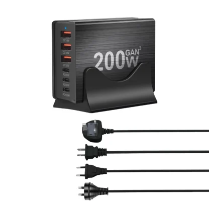 New 200W 6-Port GaN USB C Charger Quick Charge QC PD 3.0 USB C Type C Fast USB Charger, For iPhone 15 14 13 12 Pro - Image 7