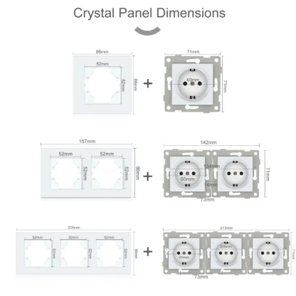 BSEED 1/2Gang 1/2Way Wall Button Switch Part Wall EU Socket Module Part Glass Frame Only Switch Socket DIY Function Part - Image 26