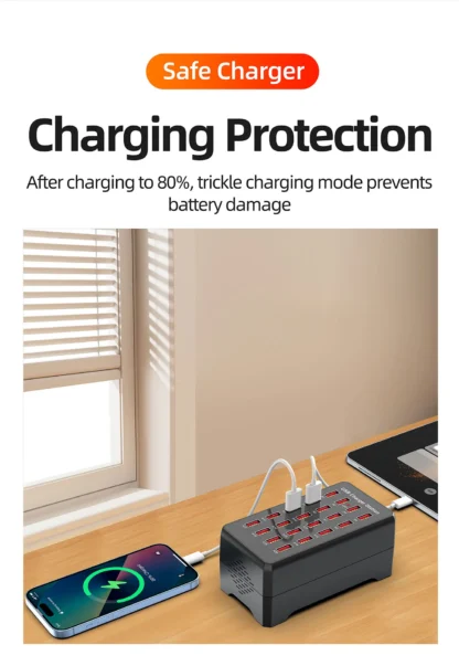 USB Charging Station 150W 30-Port Multi Device Charger Fast Charging Station for Multiple Devices Phone Watch Pad Speakers - Image 15