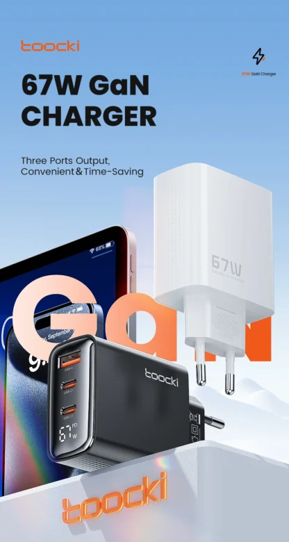 Toocki 67W GaN USB Type C Charger Digital Display 65W 45W PPS PD QC4.0 Quick Charge For Macbook Laptop IPAD Tablet iPhone 15 14 - Image 18