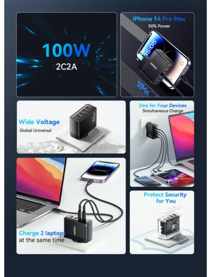 Essager 100W GaN USB Type C Caricabatterie PD QC Quick Charge 4.0 3.0 Type C Ricarica Rapida Per iPhone 16 15 14 Xiaomi Macbook - Image 14
