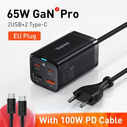 Baseus 65W/100W GaN Charger Desktop Laptop Fast Charger 4 in 1 Adapter For iPhone 15 14 13 Pro Max Phone Charger Xiaomi Samsung - Image 7