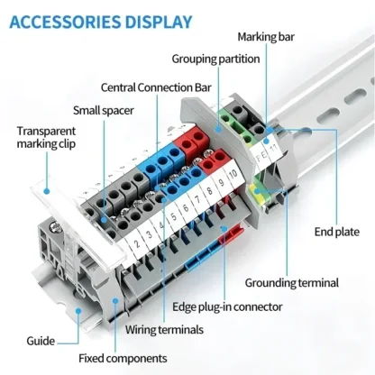 20/50/100Pcs UK - 2.5B Din Rail Terminal Block Electrical Conductor Universal Screw Connection Terminal Strip 2.5mm² - Image 4