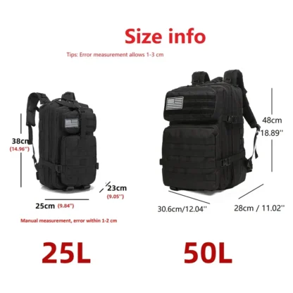 25L/50L Tactical Backpack Molle Bag Outdoor Bags Backpack for Hiking Camping Trekking Hunting Fishing GYM Bags Backpacks - Image 2