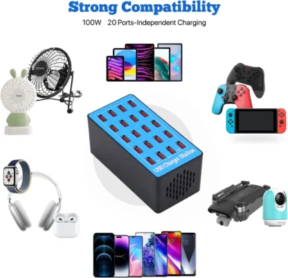 The 10-port 20-port usb charger is lightweight and designed to charge smartphones, tablets and other usb devices - Image 5