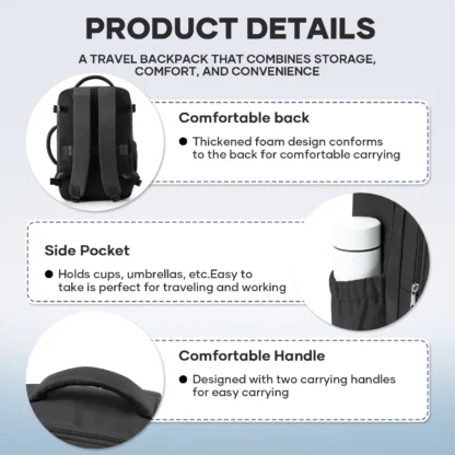 Ryanair 40x20x25 Luggage Cabin Bag, 40x30x20 Bag Men Women 15.6inch Laptop Bag Business  Travel Backpack，College School Backapck - Image 11