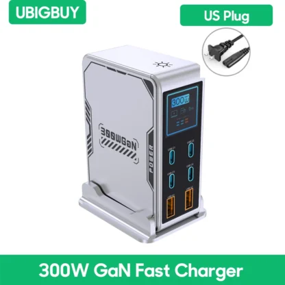 Ubigbuy 300W GaN Charger PPS PD 100W USB Type C 6-Port Digital Display Desktop Fast Charging Station for MacBook iPhone Samsung - Image 11