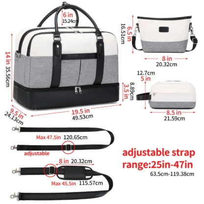 Large Capacity Travel Bag Handbag Tote Travel Bag Shoulder Weekend Bag with Shoe Compartment Breathable Travel Night Bags - Image 2