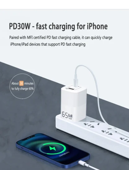 UGOURD PD 65W GaN Fast Charger Power Adapter With USB A and Type C Quick Charge UK EU US Plug For iPad MacBook Air Laptop iPhone - Image 26