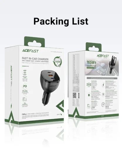 ACEFAST 140W USB C Fast Charging Phone Charger in Car For iPhone 16 15 Dual USB C Qucik Charging Adapter For Macbook Air Tablet - Image 14