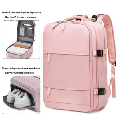 Girls' short distance business travel backpack, large capacity leisure travel backpack, multi compartment computer backpack - Image 9