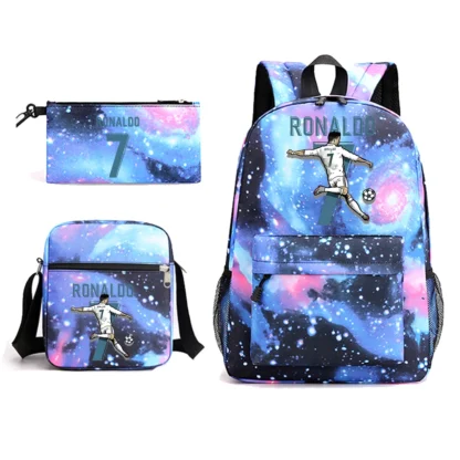 Ronaldo CR7 Backpack Boys Mens Rucksack Shoulder Bag for School 3 Pieces Pencil Bag for Fans Gift - Image 8