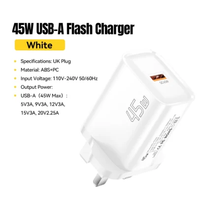 Essager 45W USB A Charger Flash Charge QC3.0 FCP SCP Fast Charging for Samsung Huawei Xiaomi iPad MakBook Tablet Phone Charger - Image 8
