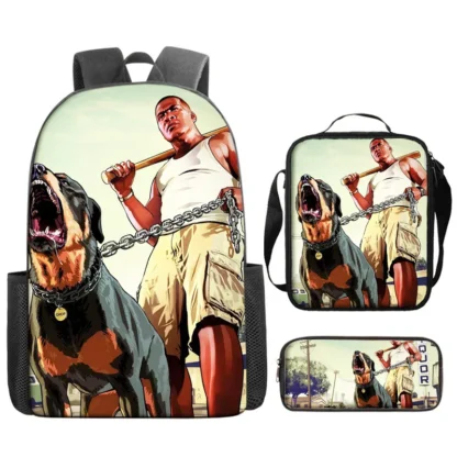 Kids GTA Student School Bookbag Set-G-Grand Theft Auto Backpack+Shoulder Bag+Pencil Case Waterproof Travel Rucksack for Boys - Image 10