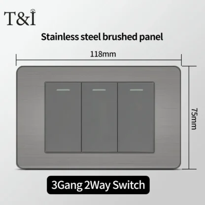118 US Mexico Grey Stainless Steel Brushed 2way Electrical Light Switch Home Wall Socket Plug Double USB Type-C Power Outlet - Image 24