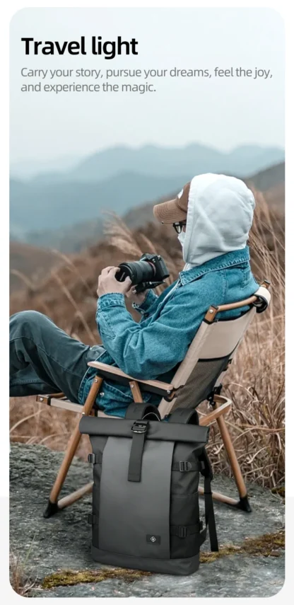 HK Waterproof Roll-Top Backpack for Men Large Capacity Expandable 17 Inch Laptop Bag Leisure Travel Backpack Hiking Camping Bags - Image 24