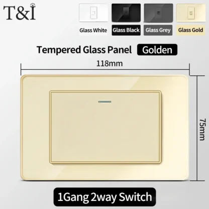 118 Wall Switch Socket with USB Type-C 20W 16A  Fast Charging Italy Chile Schuko Outlet Golden Tempered Glass Panel for Office - Image 14