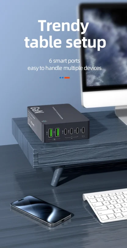990W GaN USB C Charger 6-Ports Desktop Charger Type C PD 100W PPS Fast Charging Station for Laptop Tablet MacBook Samsung iPhone - Image 15