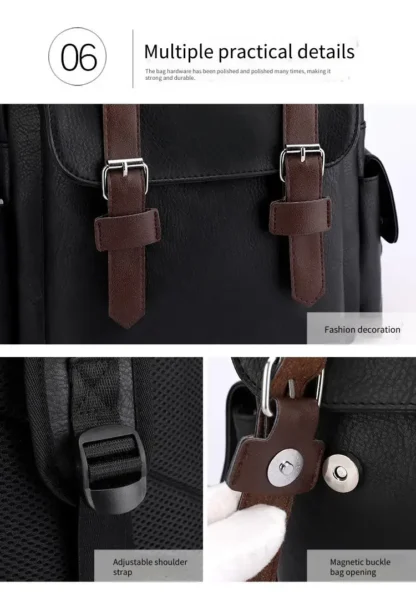 Large Capacity Soft PU Leather Backpack for Casual Business Travel - Image 15