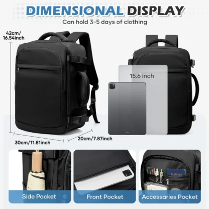 Under Seat Travel Backpack, Wizz 40x30x20 Airplane Travel Backpack Convenient Outdoor Men Laptop Backpack Outdoor Carry-On Bag - Image 3