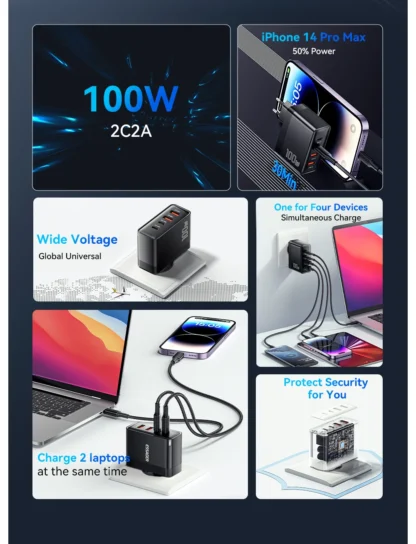 Essager 100W GaN USB Type C Caricabatterie PD QC Quick Charge 4.0 3.0 Type C Ricarica Rapida Per iPhone 14 13 12 Xiaomi Macbook - Image 16