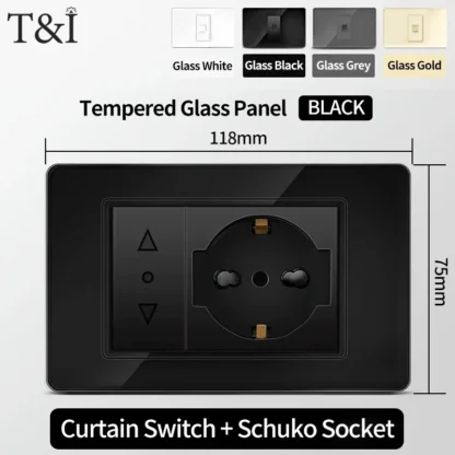 Chile Dual USB Type-C 20W Fast Charging 16A Wall SocketSeries Italy Standard Black Tempered Glass for Kitchen Home Office - Image 9