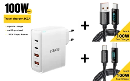 Essager 100W GaN USB Type C Caricabatterie PD QC Quick Charge 4.0 3.0 Type C Ricarica Rapida Per iPhone 16 15 14 Xiaomi Macbook - Image 8