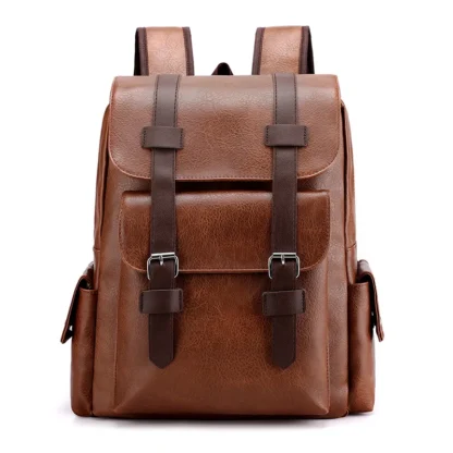 Large Capacity Soft PU Leather Backpack for Casual Business Travel - Image 7