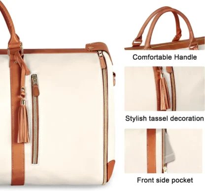 Foldable Women's Travel Convenient Carry-on Clothing Bag Large PU Leather Duffel Bag Women's Business Travel Bag - Image 12