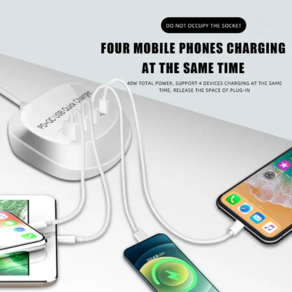 QC3.0 USB Charger With LCD Display 4 Ports Desktop Mobile Phone Charger Smart Fast Charging for Smart Phones Tablet PC - Image 3