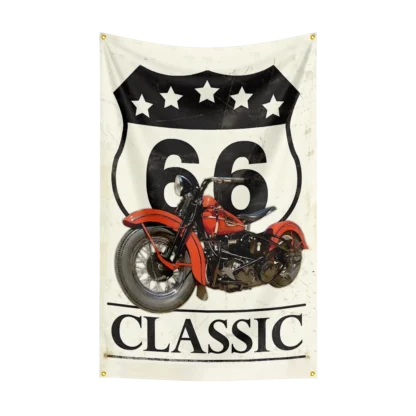 3X5Ft U.S. Route 66 Motorcycle Flag Polyester Digital Printing Car Banner For Decor - Image 13