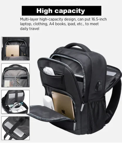 BANGE Travel Waterproof Backpack with USB Charging Port Fit 15.6 Inch Laptop Backpacks for Men and Women, Teenager School Bags - Image 15