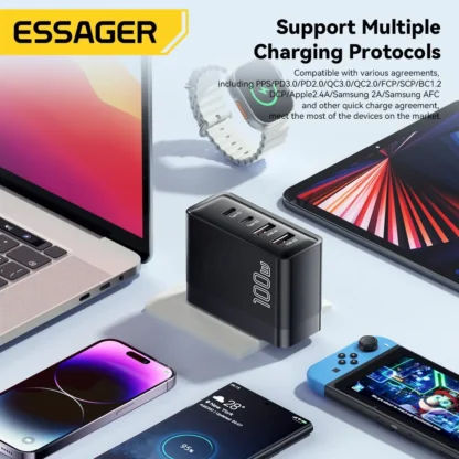 Essager 100W GaN USB Type C Caricabatterie PD QC Quick Charge 4.0 3.0 Type C Ricarica Rapida Per iPhone 14 13 12 Xiaomi Macbook - Image 2