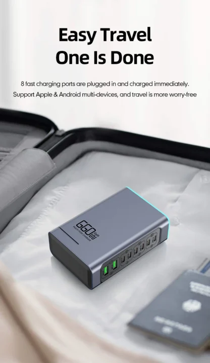 660W GaN Charger USB C Fast Desktop 8-port USB Type C PD Charger Fast Charge 3.0 USB Type C Fast Charger for iPhone16 15 Samsung - Image 16