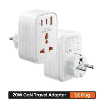 Toocki 20W Fast Charging Travel Adapter 4-in-1 Universal AC Outlet GaN USB Charger Multi Socket DE UK US IN Plug For Home Travel - Image 7