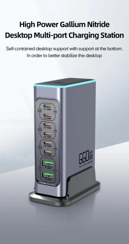 660W GaN Charger USB C Fast Desktop 8-port USB Type C PD Charger Fast Charge 3.0 USB Type C Fast Charger for iPhone16 15 Samsung - Image 7