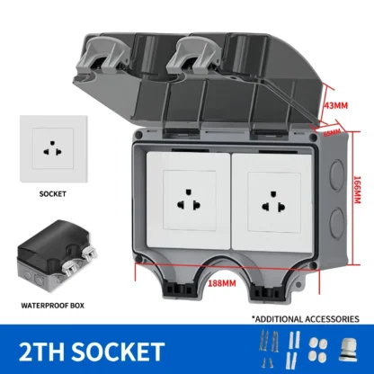 EU/TH/UK/UN/US Outdoor Power Socket Industrial Grade Waterproof IP66 Plastic Junction Box Panel Wall Mount Connector - Image 16