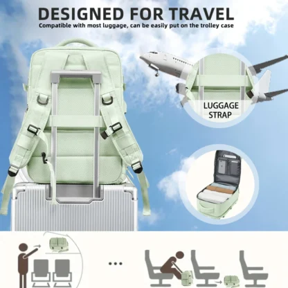 15inch Laptop Travel Backpack Recognized by Yijie Airlines Company, with Laptop Protective Bag, Adjustable Shoulder Strap, Trolley Protective Cover and USB Charging Port, Large Capacity, Can Hold Boarding Luggage, Multi-Compartment Storage, with College Student Standard, College Student Bag, Modern - Image 5