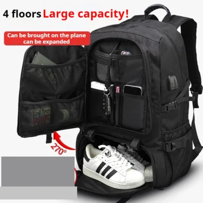 Men Business Backpack Travel Waterproof Backpack With USB Charging Large Capacity 18inch Laptop Backpack Black Backpack 8107 - Image 4