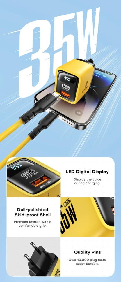 USB C Charger 35W Gan Fast Charge Charger Type C PD3.0 QC4.0 PPS Phone Charger For iPhone 14 Pro 13 12 Samsung S23 S22 Tablets - Image 22