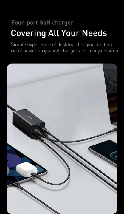 Baseus 65W/100W GaN Charger Desktop Laptop Fast Charger 4 in 1 Adapter For iPhone 15 14 13 Pro Max Phone Charger Xiaomi Samsung - Image 11